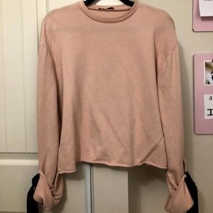Pink Sweatshirt with Black ties